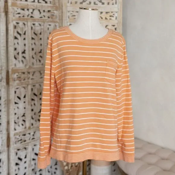 Women’s Talbots Orange and White Long Sleeve Top size L - Picture 3 of 12